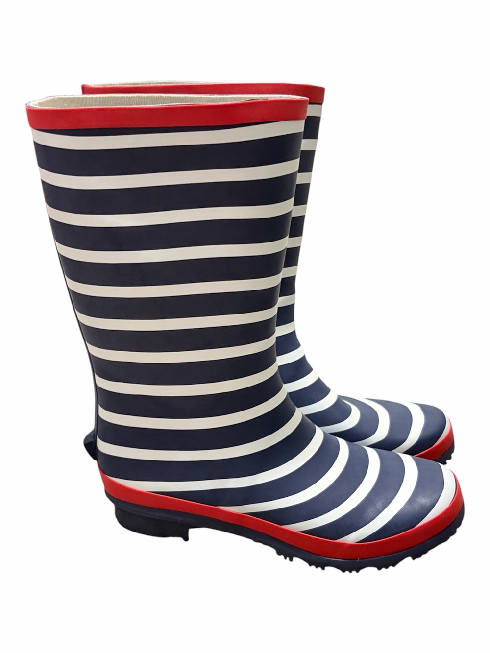 NEW Mini Boden Wellies Navy Striped Rain Boots Kids 37, Youth Size 5
